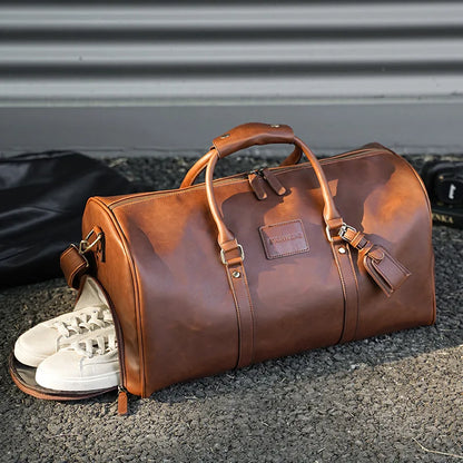 Genuine Leather Men Women Travel Bag Soft Real Leather Cowhide Carry Hand Luggage Bags Travel Shoulder Bag Weekend Bag